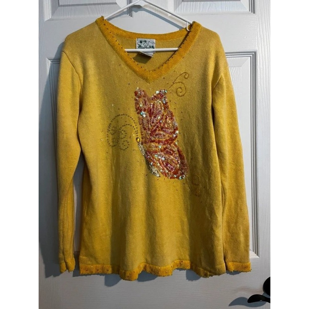 The Quacker Factory Vintage Sequin Butterfly Sweater